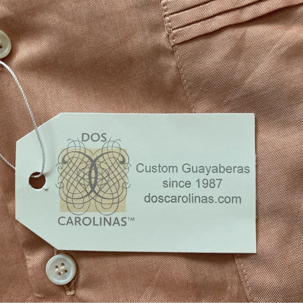 Dos Carolinas Guayabera Button Down Shirt Men’s Large Peach Cotton Short Sleeve - Picture 6 of 11